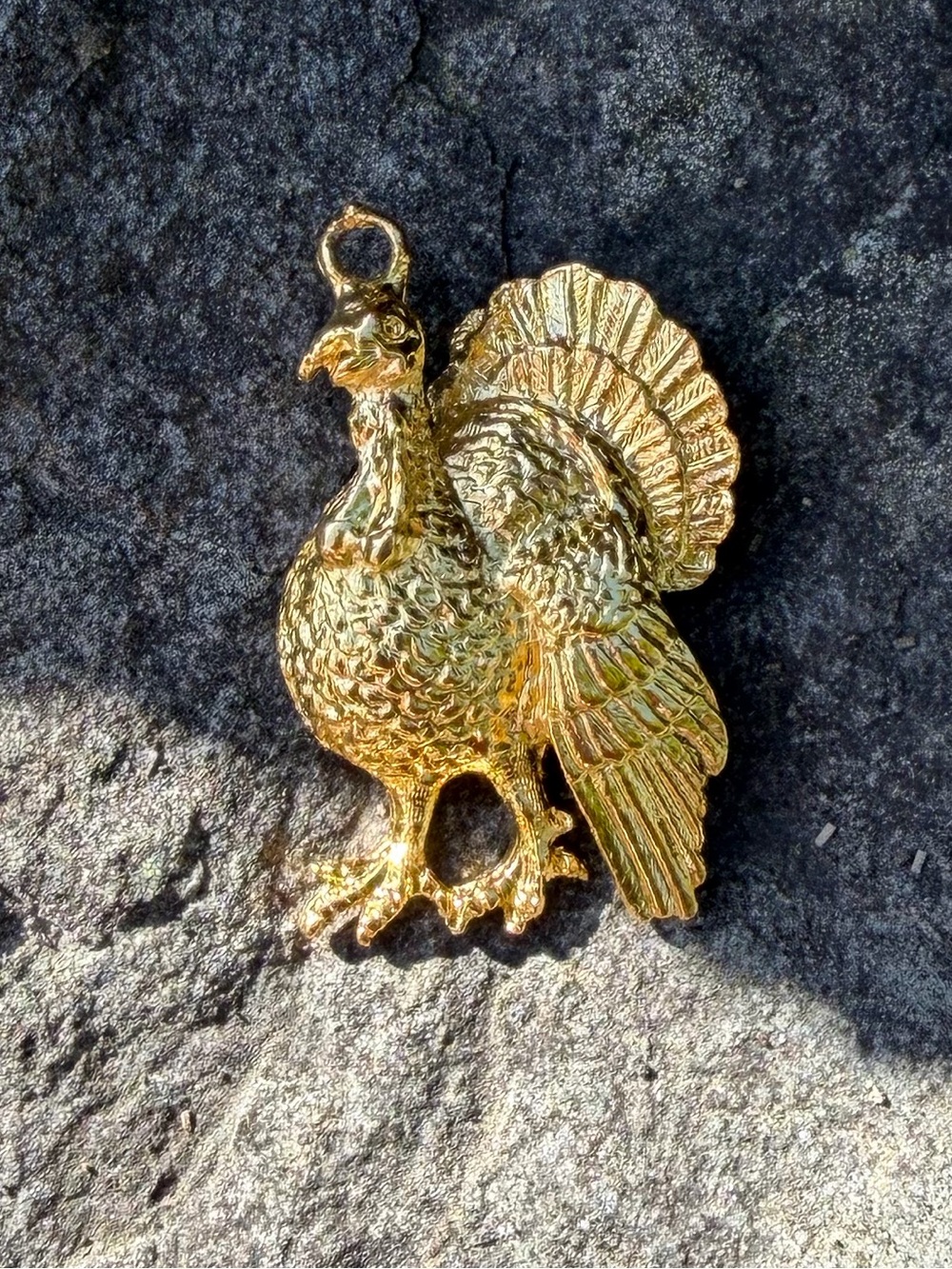 Vintage Gold Turkey Bird Charm Pendant